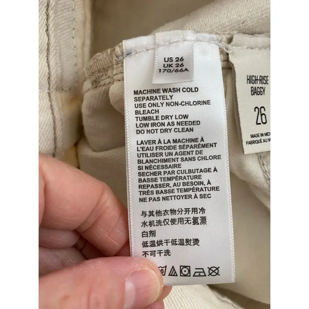 Urban Outfitters BDG Women's Size 26 Cream Distressed High Rise Baggy Jeans * - Picture 9 of 10